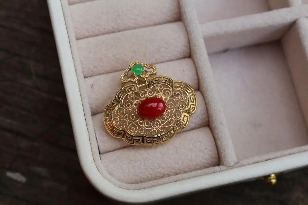 Настоящие хорошие драгоценности 18K золото AU750 G18K натуральный Aka красные украшения коралловые Подвески Золотой бриллиантовый кулон ожерелья из драгоценных камней для женщин
