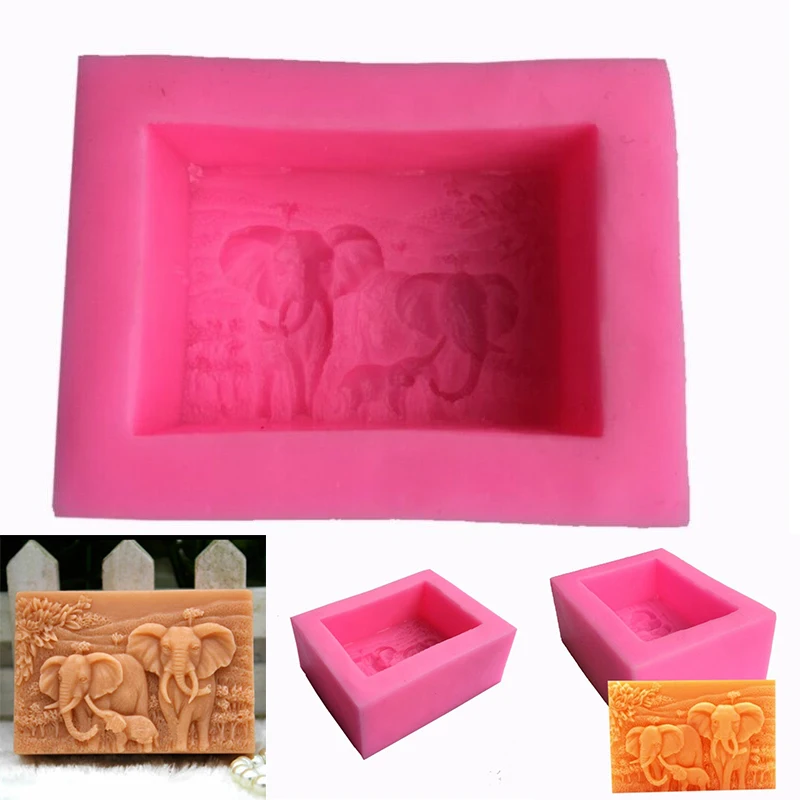 Elephant Family Making Mould Silicone Soap Candle Mold Craft Handmade DIY Molds mold | Дом и сад