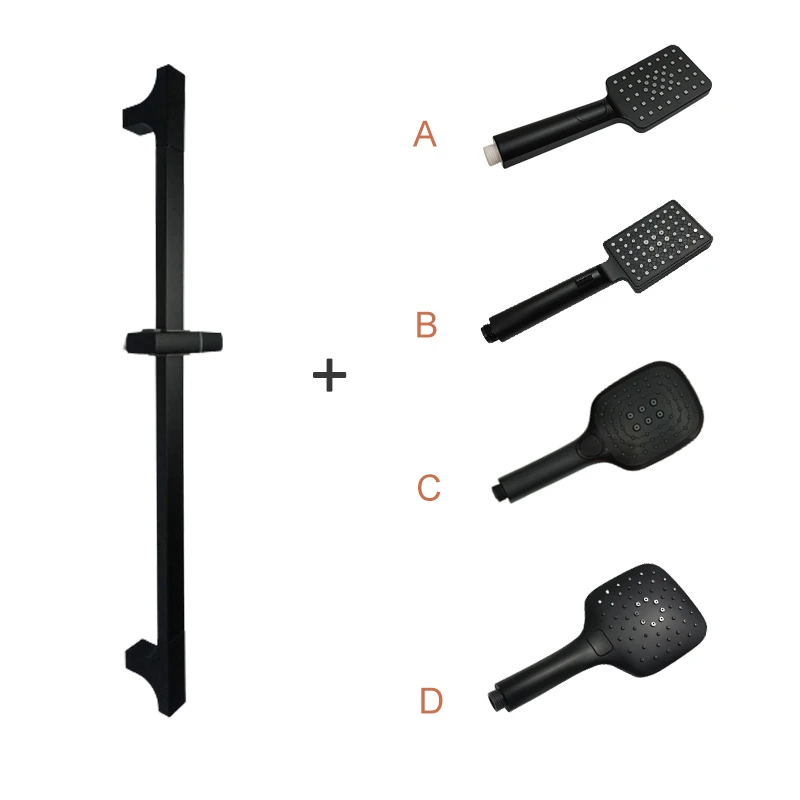 Shower Head Shower Set Black 3 Function ABS Hand Held Shower Head High Pressure Rain Shower Sprayer Set Wall Mount Slide Bar with Hose and Bracket