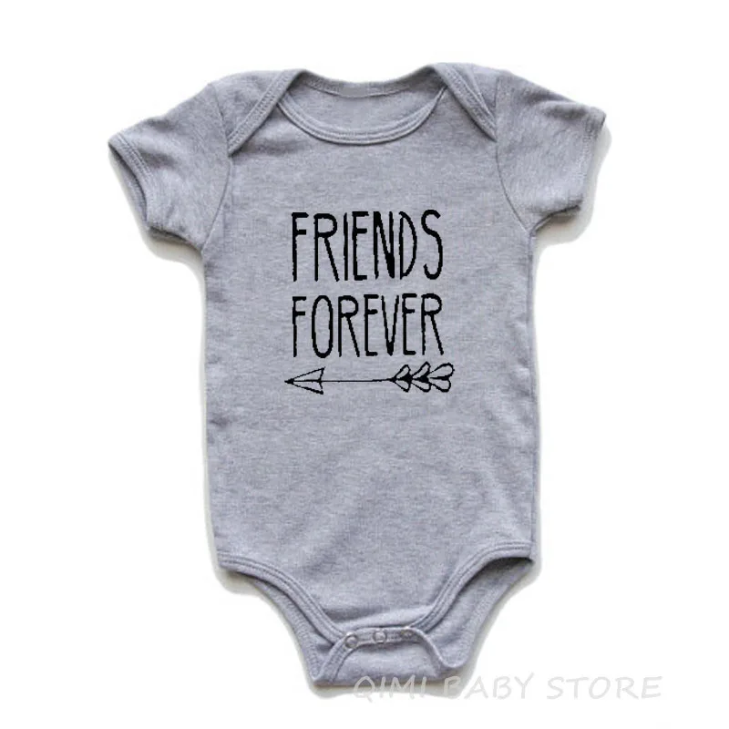 Friend Forever-Grey Костюм для близнецов, лучший друг, рожденные вместе, друзья, навсегда, милый комбинезон для близнецов, хлопковый костюм для новорожденных, подарок для близнецов, одежда - Цвет: Friend Forever-Grey