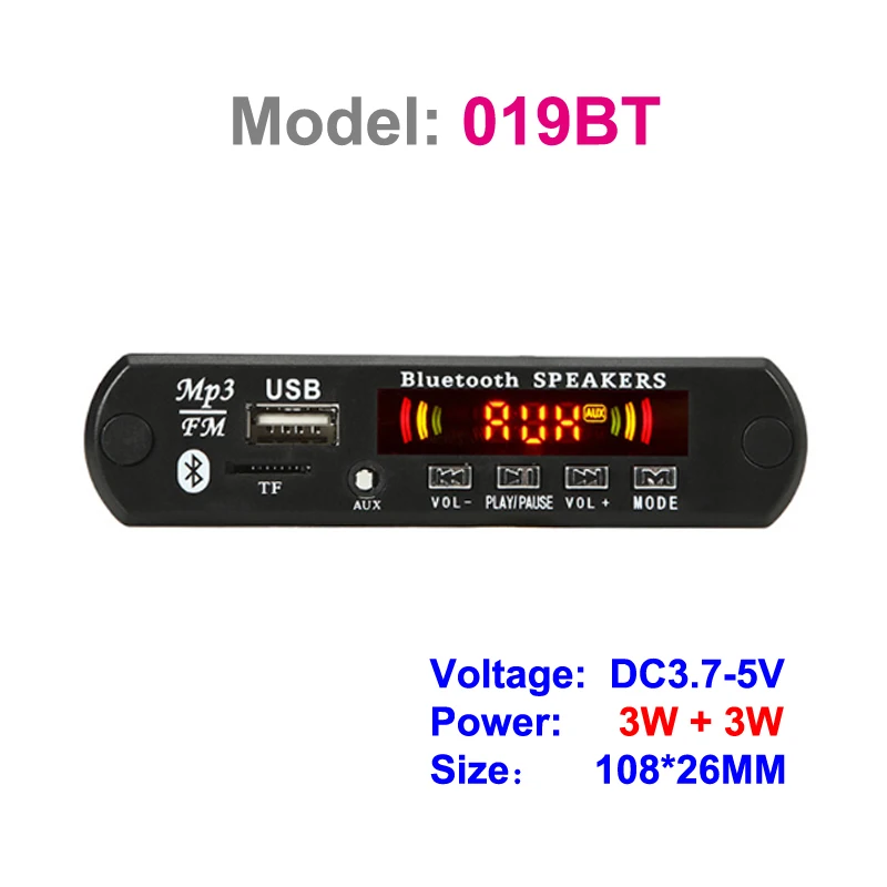 2*25W Bluetoot-Compaticle Class D Stereo Audio Digital Power Amplifier Decoder Board USB AUX Record FM Radio MP3 Player Module 