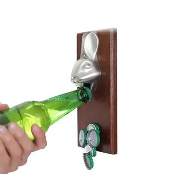 

Beer Bottle Opener Creative Rabbit Head Bottle Opener Metal Cap Opener Wall-Mounted Screwdriver Set