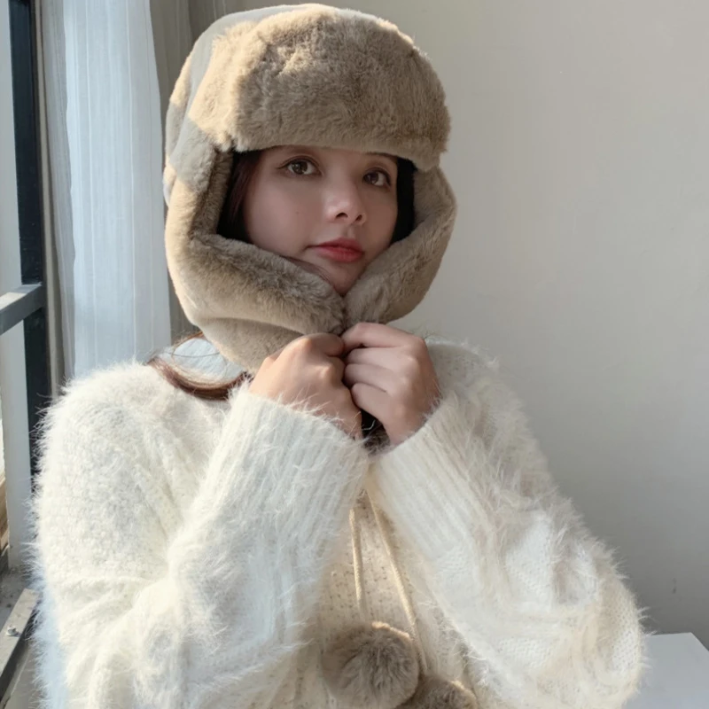 HT2877 Толстая теплая зимняя шапка Женская ушанка Лыжная Шапка трапеция флисовая