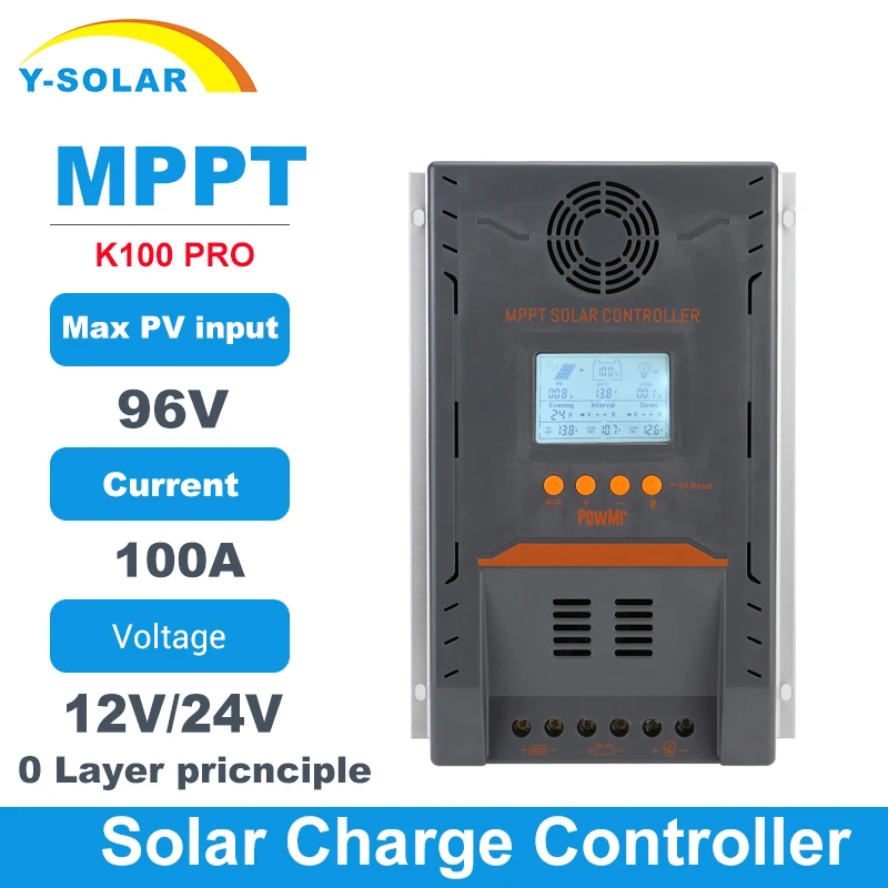 PowMr MPPT 100A контроллер солнечной батареи 12В/24В автоматический регулятор заряда