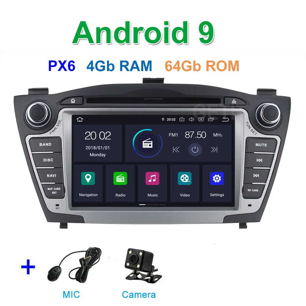 DSP 64G PX6 Android 9 Автомобильный DVD стерео плеер радио gps для hyundai IX35 Tucson 2010-2013 с WiFi BT - Цвет: PX6 4G CAMERA