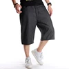 Summer Plus Size 30-46 Wide Leg Hip-Hop Black Jeans Shorts Male Skateboard Swag Baggy Men Capri Denim Pants 4