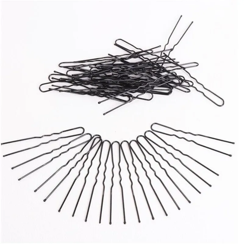 50pcs 6CM Hair Waved U-shaped Bobby Pin Barrette Salon Grip Clip Hairpins Black Metal Hair Accessories For Bun hair clips for thick hair