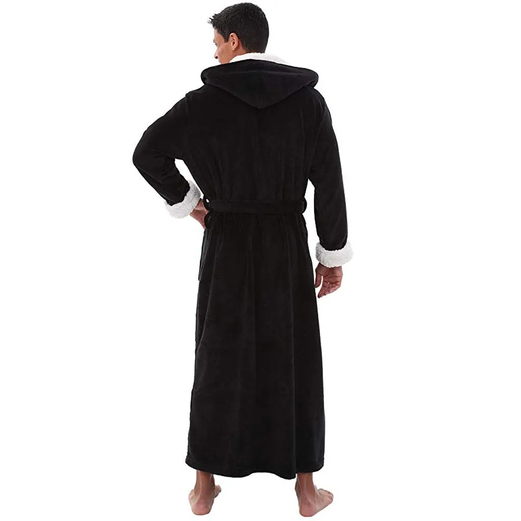 Зимний халат для мужчин с капюшоном пижамы плюшевые длинные банные мужские халаты пеньюар мужской bata мужские кимоно d91106