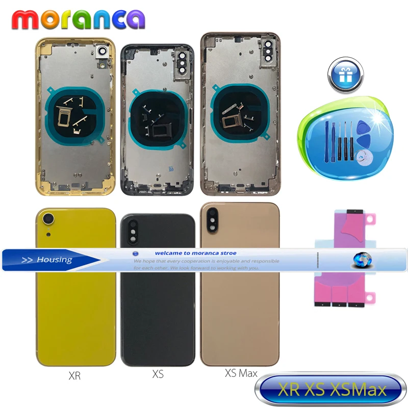 

AAA High Quality Back Cover for Iphone X / XS / XS Max / XR Back Housing Cover Rear Battery Door Chassis Middle Frame + Tools