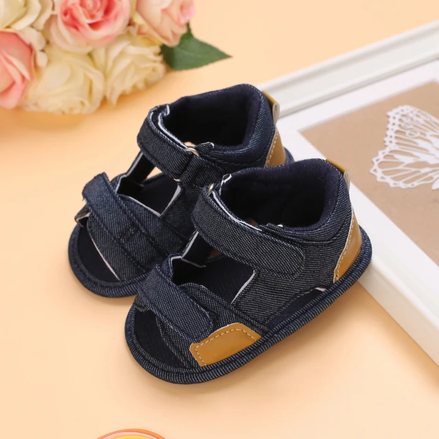 2021 NEW 0-18Months Kids Newborn Baby Boys Fashion Summer Soft Crib Shoes First Walker Anti Slip Sandals Shoes Soft Sole C-333 Jeans