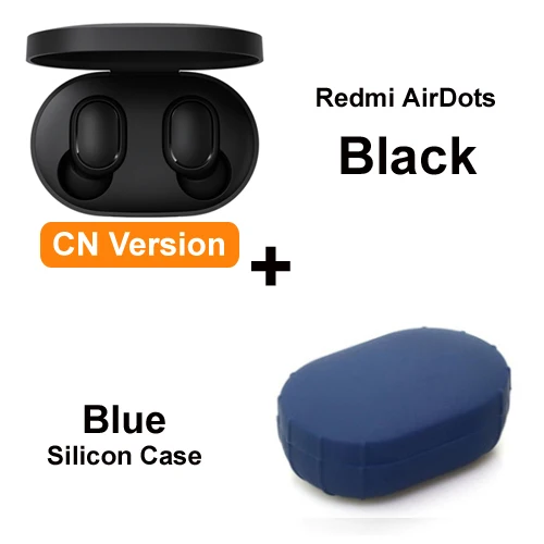 Redmi AirDots TWS беспроводные Xiaomi Bluetooth наушники стерео Bluetooth 5,0 мини гарнитура с микрофоном наушники - Цвет: Add blue case