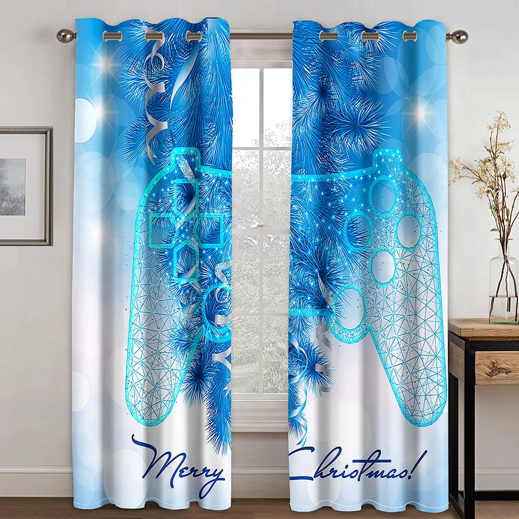 

Xmas Game Theme Blackout Curtain Christmas Gift for Teens Boys Kids Bedroom Living Room Window Curtains Video Games Drapes