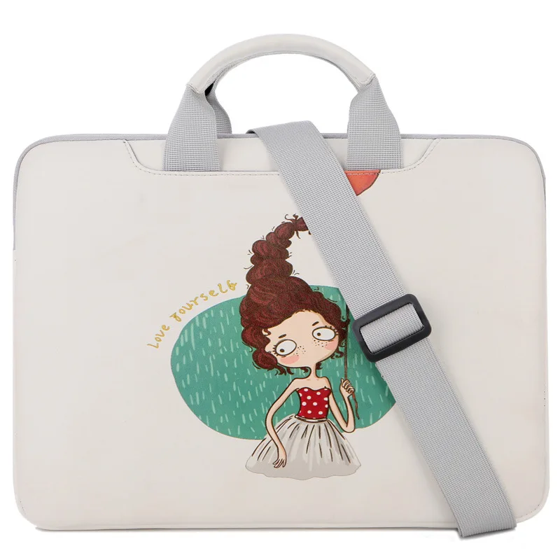 Милый мультфильм PU устойчивый к царапинам ноутбук сумка на плечо 11 13 14 15 15,6 дюймов ноутбук сумка для переноски MacBook Air hp Dell - Цвет: White