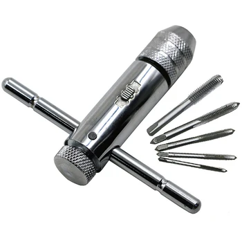 

T-Bar Handle Ratchet M3-M8 Adjustable Ratchet Reversible Thread Metric Plug Tap T-Handle Ratchet Wrench Holder For Tap Die Set
