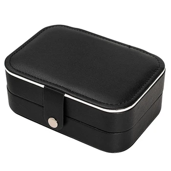 

Double Portable Travel Jewelry Box PU Leather Display Organizer Storage Case for Earrings Necklace Rings