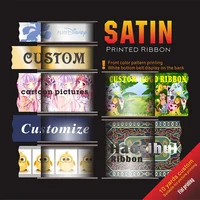 HAOSHUI-Personalized Satin Polyester Ribbon, Custom Cartoon or Logo, Single Side Printed