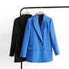 Autumn and winter women's blazer jacket casual solid color double-breasted pocket decorative coat ► Photo 2/6
