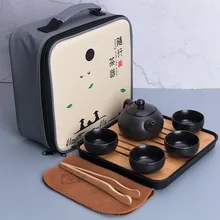  Portable Travel Tea Set , Yaguang Kung Fu Ceramic , One Pot, Four Cups Office Business Gifts, Free Shipping 