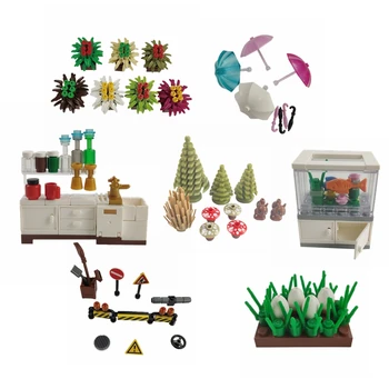 

Creactor City MOC Series Toys For Children Plants Grass Traffic Signa Umbrella Sets Accessory Citys Compatible Building Blocks