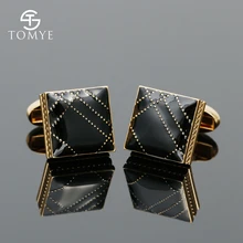 토미 골드 실버 하이 엔드 스퀘어 블랙 남자 사용자 정의에 나 멜 커 프 스 단추 xk19s058(China)