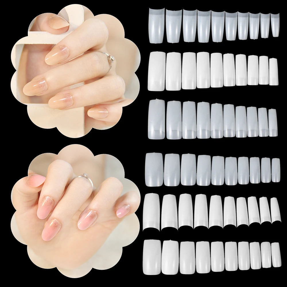 500pcs False Nail Tips Fake Nails Art Clear White Natural French Acrylic Manicure Diy Tools Half Full Style Nail Beauty Tools False Nails Aliexpress