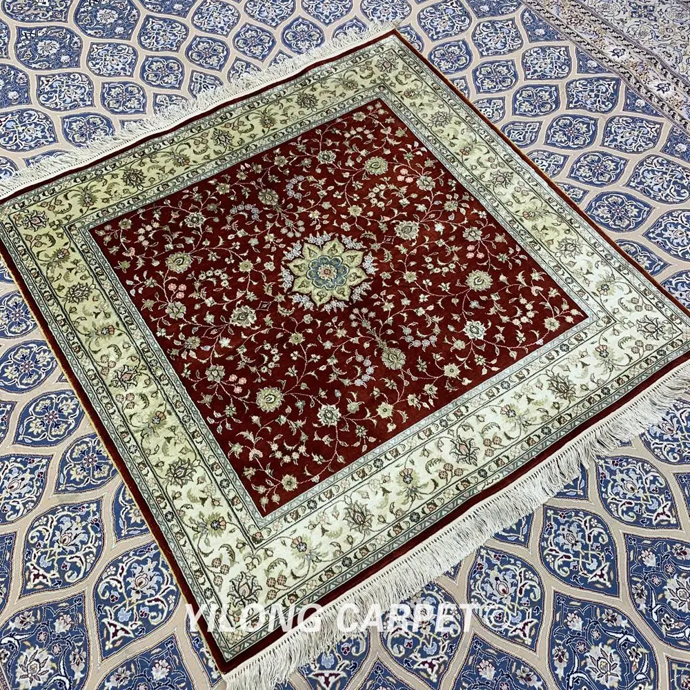 YILONG 4'x4' ручной работы цветочные шелковые ковры ручной вязки большой квадратный ковер(YXR351B