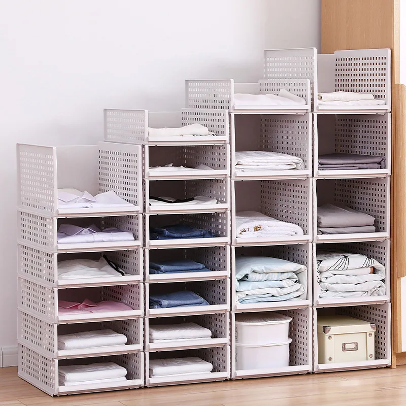 

2019 New Style Drawer-Type Clothes Storage Box Large Plastic Shelf Wardrobe Storage Layered Partition