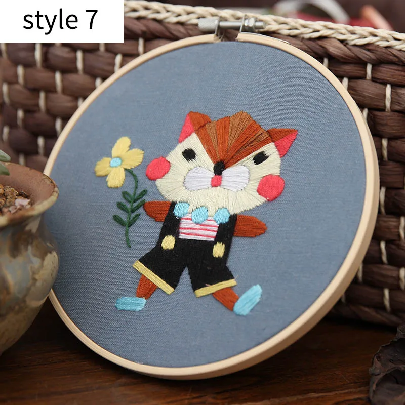 style 7 Вышивка крестом милые Мультяшные животные 15*15 см Материал посылка вышивка DIY набор ручной работы подвесные картины - Цвет: style 7