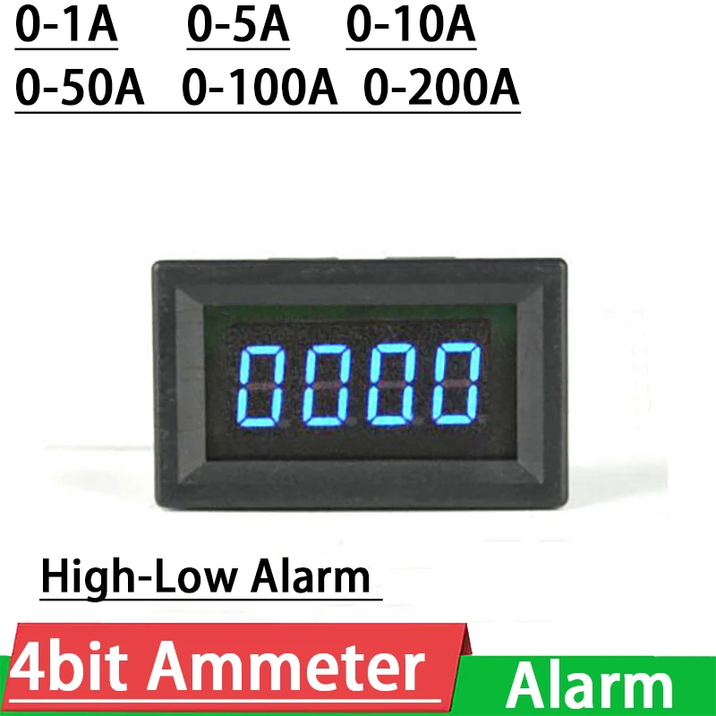 

DYKB DC Ammeter High-Low Alarm 0-1A 5A 10A 50A 100A 200A LED Digital Ammeter AMP Current Panel Meter Monitor control W Buzzer