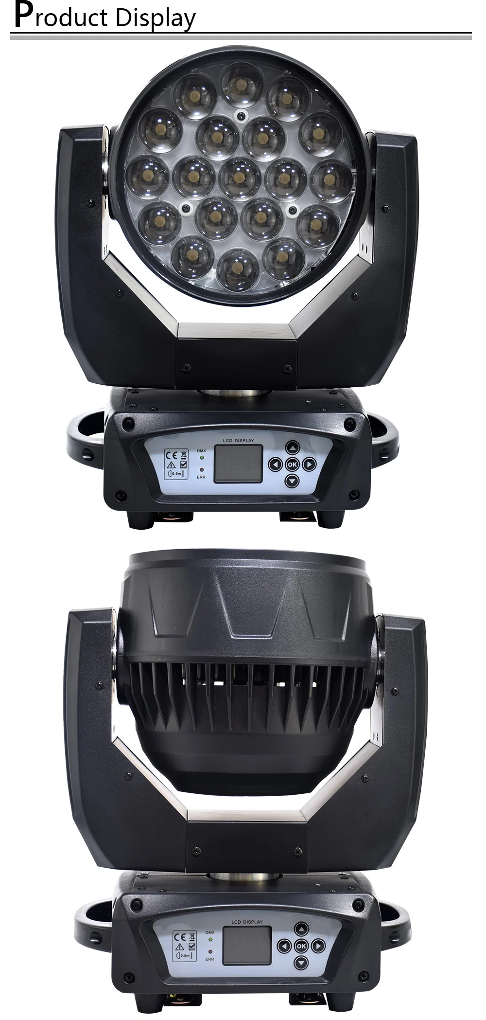 Новое поступление пчелы глаз Moving Head луч света стирка эффект 19x15 Вт RGBW 4in1 светодиодные лампы зум-объектив бесконечное вращение