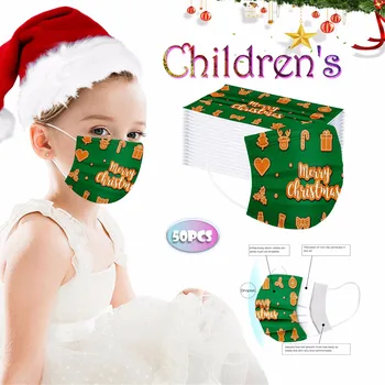 

50pc Children's Christmas Printed Mouth Mask Disposable Breathable Multi-purpose Face Cover Mask Multiple Proteccion Mascarilla