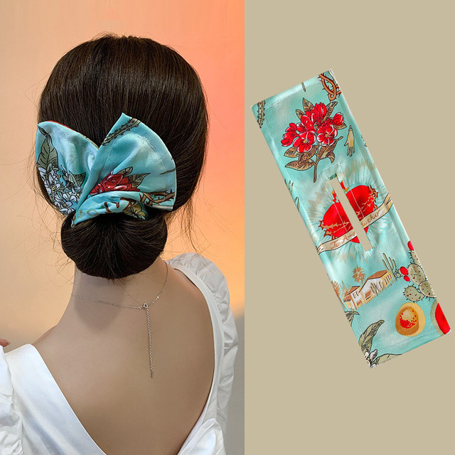 Fabric Hair Band Meatballs Hair Band Sweet Printed Plate Hair Device Stewardess Bud Head Plate Hair Work Tie Hair Lazy