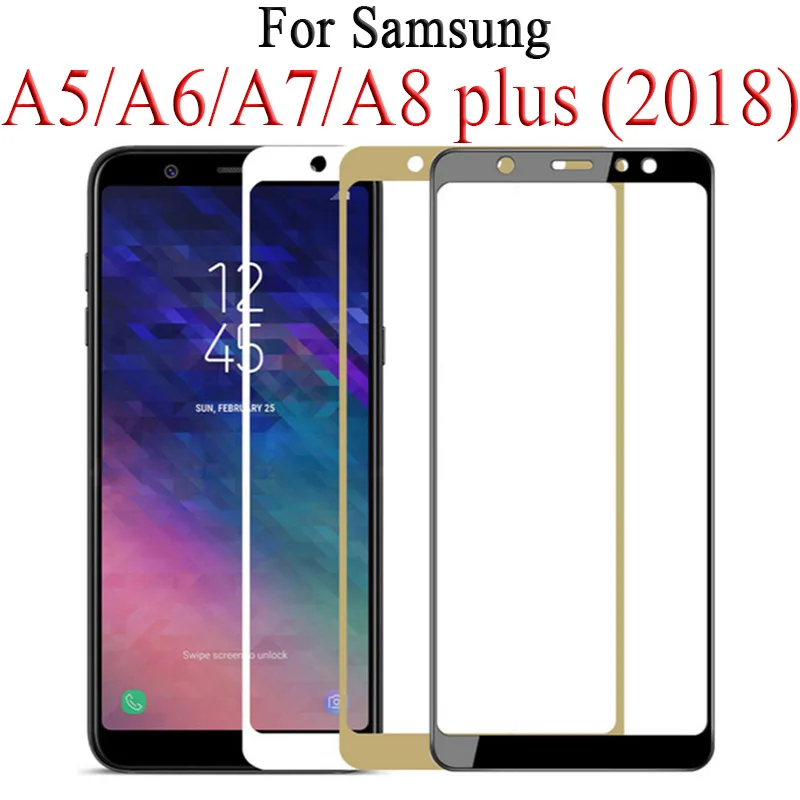 9D полное Защитное стекло для Samsung Galaxy J4 J6 A6 A8 Plus A5 A7 J7 J8 2018 Glas Tremp A750 A730F Samsun Sumsung
