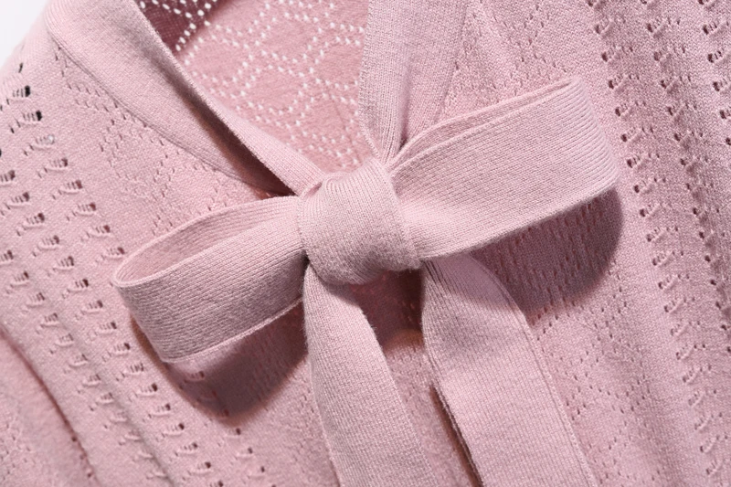 Мода, женский розовый свитер с галстуком-бабочкой, платья размера плюс, трикотажное платье, пуловер, плиссированное платье, платья размера плюс