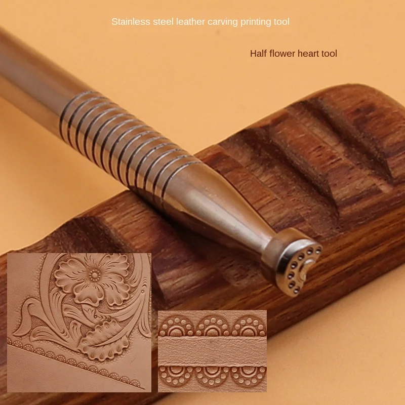 Stainless Steel Leather Sculpture Printed Tool Semi-Flower Heart DIY Arabesque leather carving stamp punch custom logo | Дом и сад