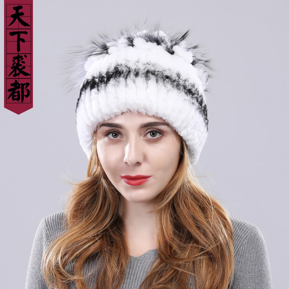 Зимняя теплая меховая женская шапка из натурального кролика рекс шапка из меха лисы женские головные уборы из натурального меха брендовая модная меховая шапка