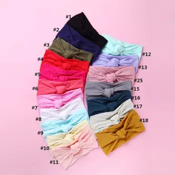 

10 Colors Baby Bow Nylon Headband For Girls Kids Soft Elastic Head Wrap Newborn Bow Hairband Hair Accessories CORB