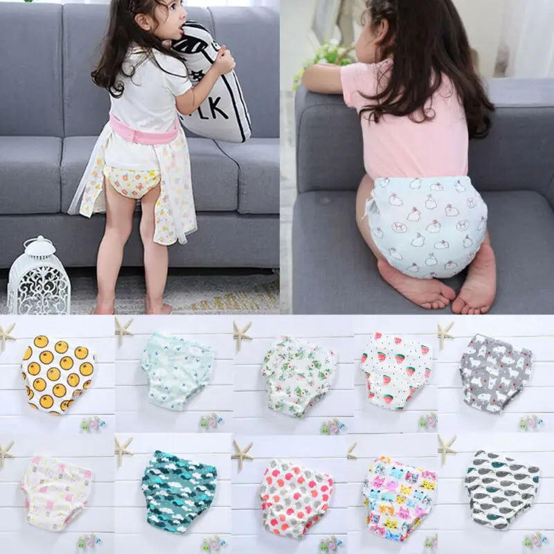 

4Pcs Washable Diaper Learning Pants Baby Training Pant Waterproof Cloth Nappies