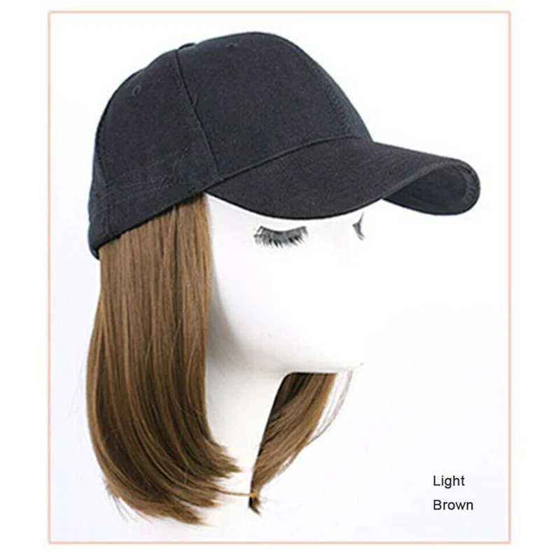 Новая бейсбольная шляпа с короткими волосами парики боб волос синтетическая шляпа для женщин Лето CTN88 - Цвет: light brown