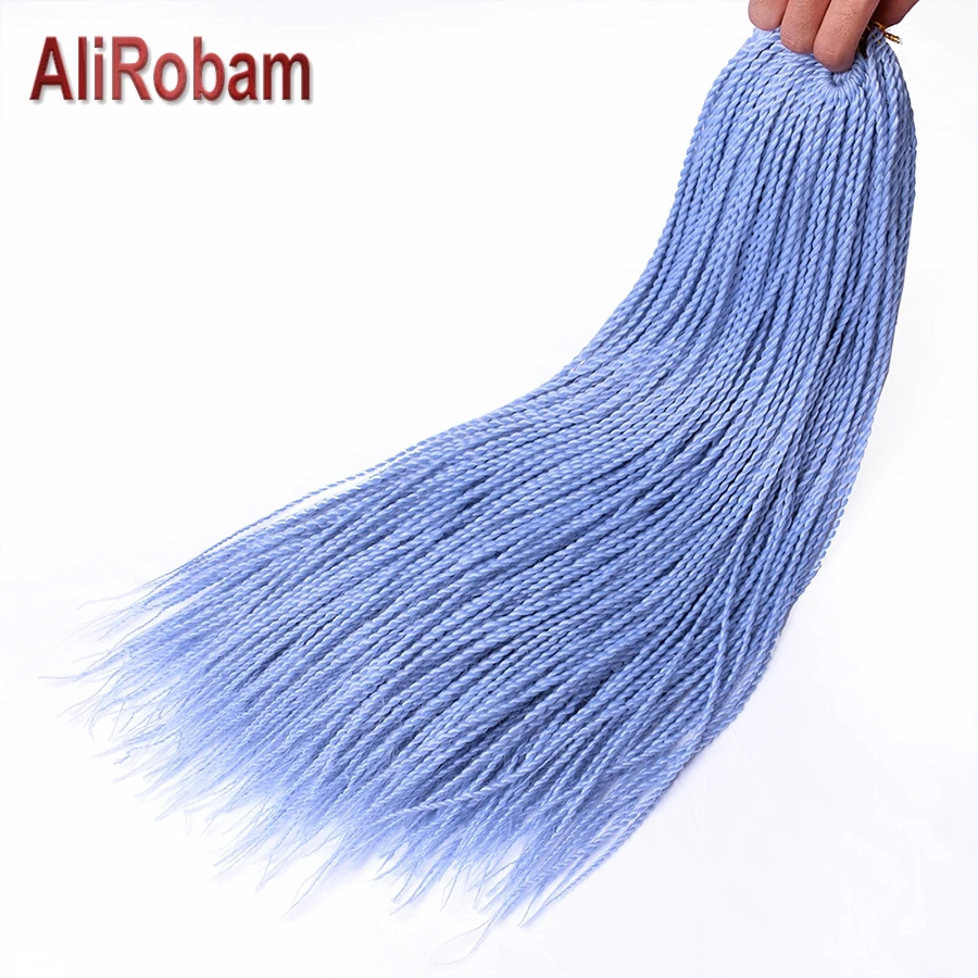 AliRobam 24 дюйма длинные косички крючком Сенегальские накрученные волосы чистые или Омбре Синие Серые синтетические плетеные волосы для наращивания 30 прядей/упаковка