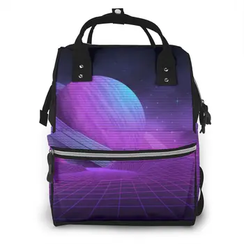 

Fashion Mummy Maternity Nappy Bag 80's Retro Landscape Large Capacity Baby Bag Travel Backpack Nursing Bag for Baby Care