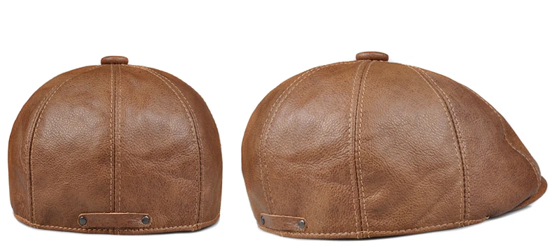 Männer echtes Leder warme achteckige Kappe, lässige Vintage Enten schnabel Kappe Golf fahren flache Taxifahrer Hut, Winter männliche Künstler Gatsby Kappe – Detail 15
