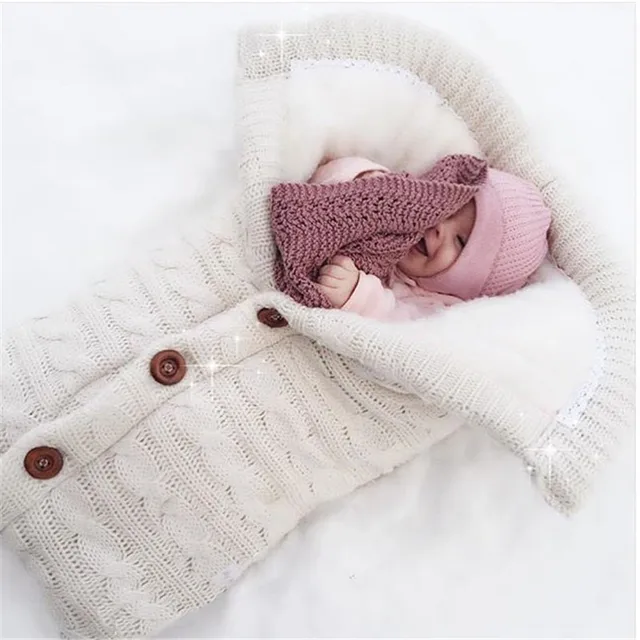 2021 New Knitted Button Thicken Wool Blanket Baby Blankets Newborn Baby Born Swaddle  3