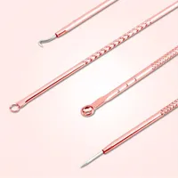 Rose Gold 4pcs/set Blackhead Comedone Acne Pimple Belmish Extractor Vacuum Blackhead Remover Tool Spoon for Face Skin Care Tool 2
