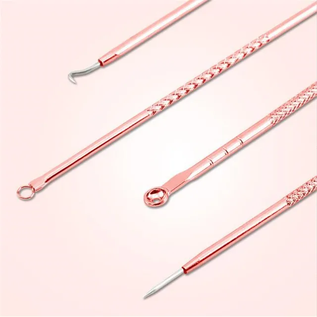 Rose Gold 4pcs/set Blackhead Comedone Acne Pimple Belmish Extractor Vacuum Blackhead Remover Tool Spoon for Face Skin Care Tool 2