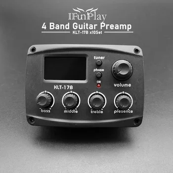 

10Set 4-Band Acoustic Guitar Preamp KL-17B with Tuner Folk Guitarra EQ Equalizer Piezo Pickup Guitar Parts