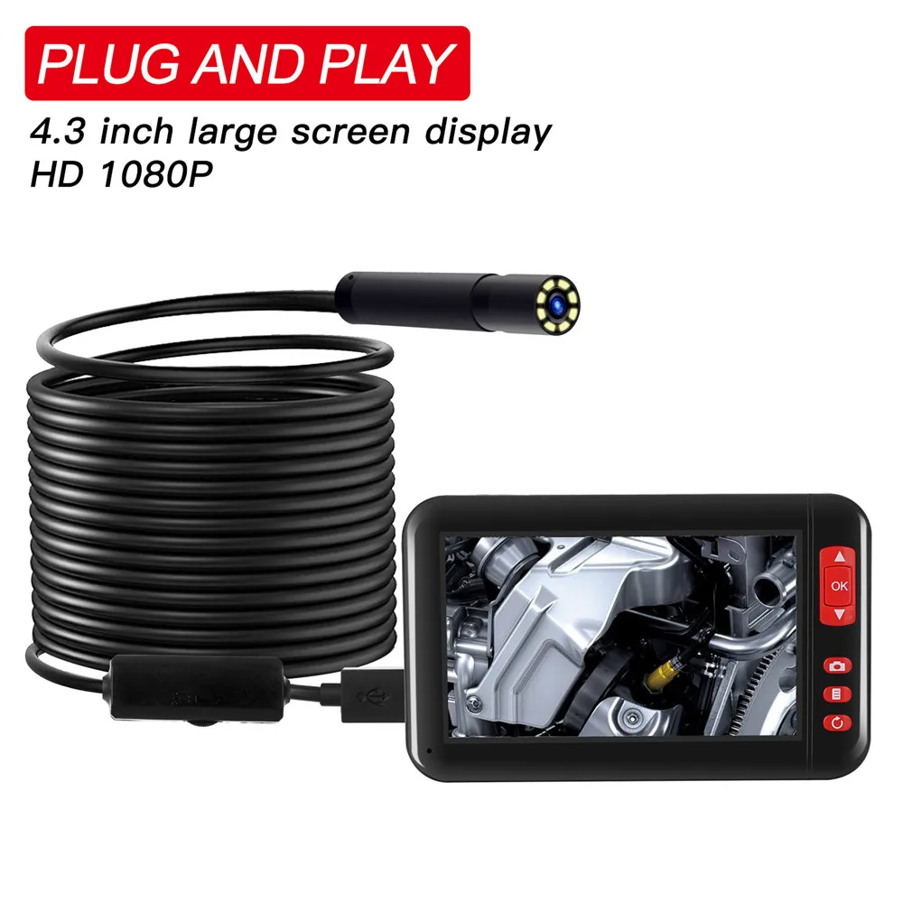 

Kebidu 4.3 Inch Screen 1080P HD 8mm Industrial Endoscope Hard Wire Auto Repair Inspection Camera Endoscope Borescope for Android