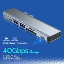 

Dual Type C to HDMI-compatible 4K Adapter TF SD Card Slot USB 3.0 2.0 HUB Splitter Thunderbolt 3 Dock Station for MacBook Pro 13