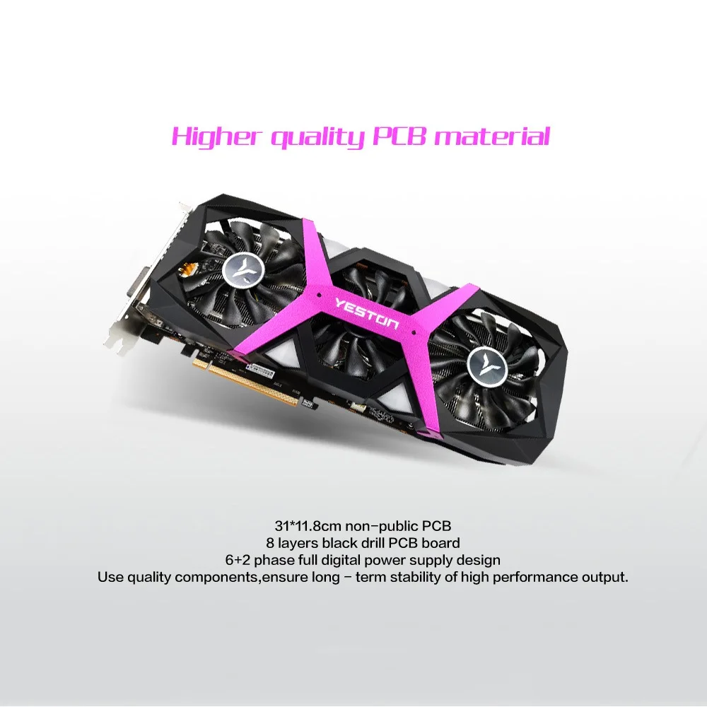 Yeston Radeon RX 5500 XT GPU 8 Гб GDDR6 128 бит 7 нм игровой настольный компьютер ПК видеокарты Поддержка DP/HDMI/DVI-D