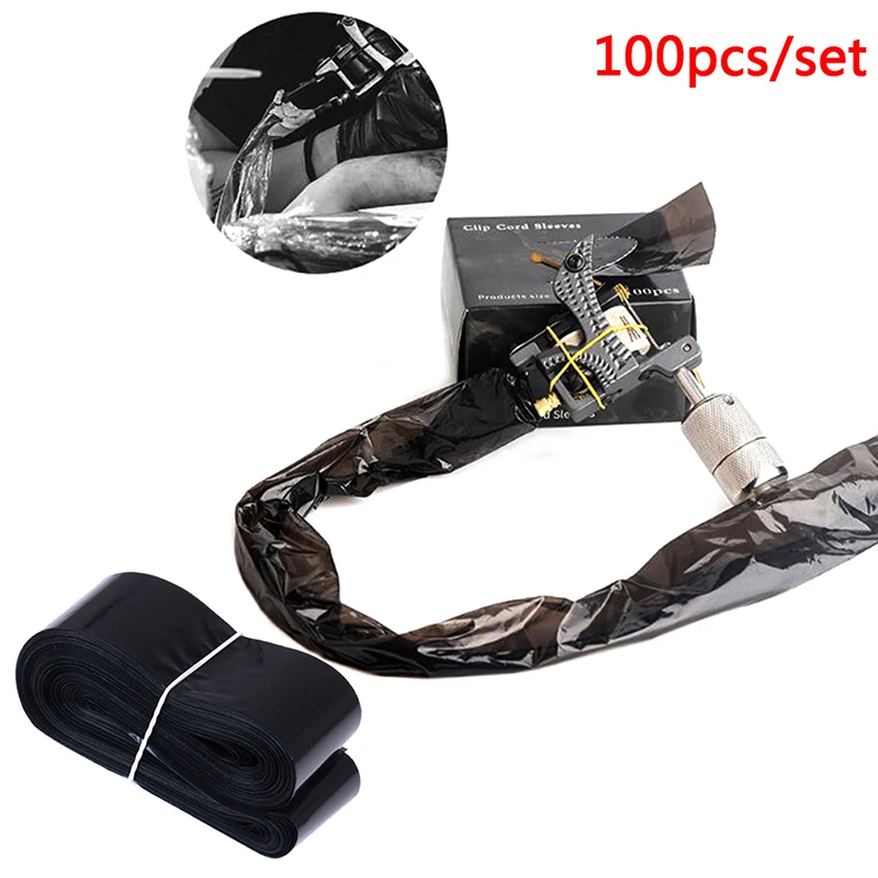 200/100Pcs Disposable Tattoo Clip Cord Sleeves Bags Covers for Machine Accessory Permanent Makeup Black/Blue | Красота и здоровье